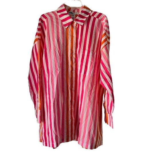 Beach Riot NWT Alexis Button Down Top Sunset Stripes Size PL - Picture 2 of 8